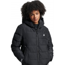 SUPERDRY ΜΠΟΥΦΑΝ HOODED SPIRIT SPORTS PUFFER ΓΥΝΑΙΚΕΙΟ BLACK