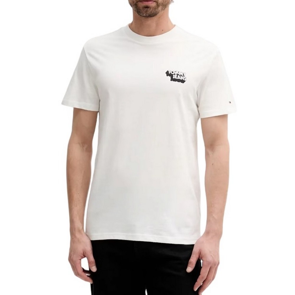 TOMMY JEANS SLIM STACK LOGO TEE EXT T-SHIRT ΜΠΛΟΥΖΑ ΑΝΔΡΙΚΗ OFF WHITE