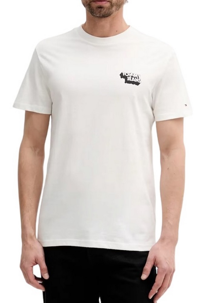 TOMMY JEANS SLIM STACK LOGO TEE EXT T-SHIRT ΜΠΛΟΥΖΑ ΑΝΔΡΙΚΗ OFF WHITE