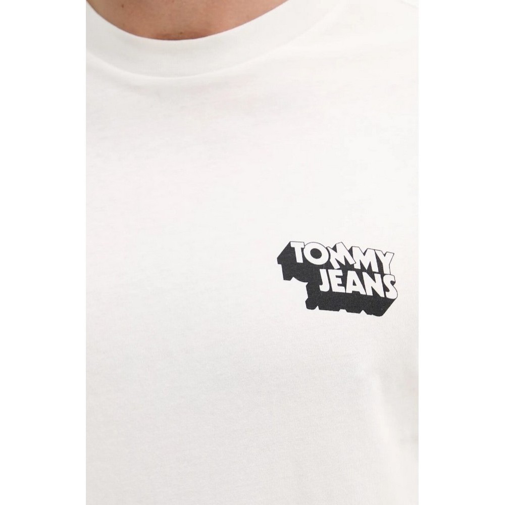 TOMMY JEANS SLIM STACK LOGO TEE EXT T-SHIRT ΜΠΛΟΥΖΑ ΑΝΔΡΙΚΗ OFF WHITE