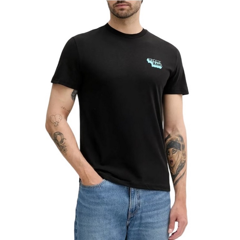 TOMMY JEANS SLIM STACK LOGO TEE EXT T-SHIRT ΜΠΛΟΥΖΑ ΑΝΔΡΙΚΗ BLACK