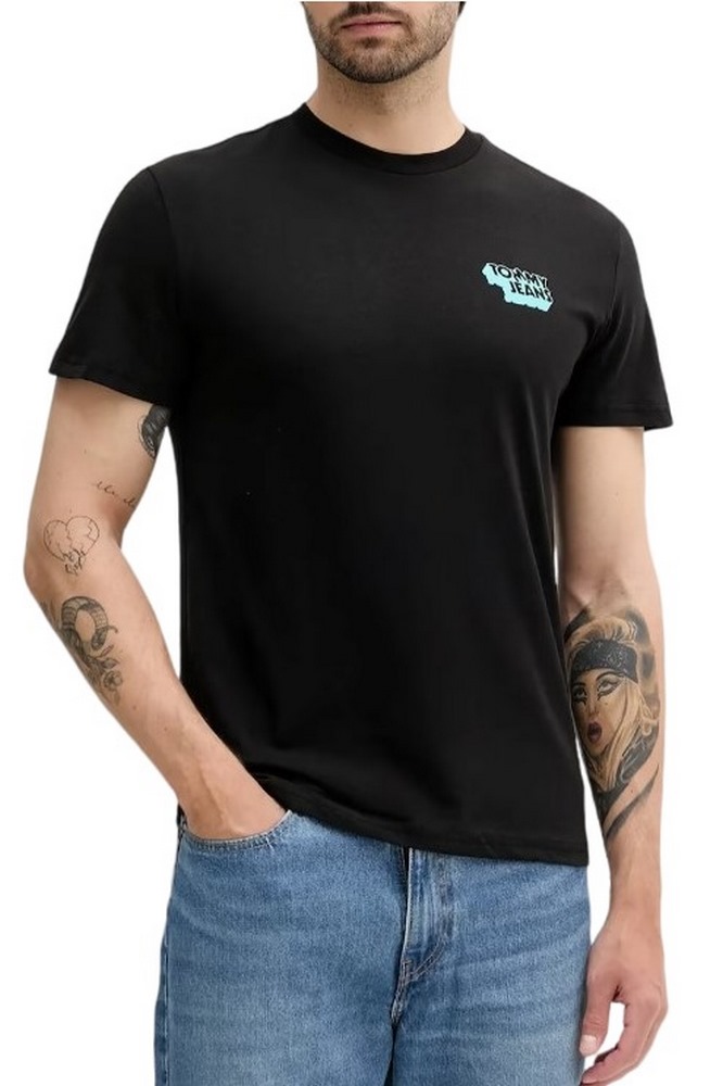 TOMMY JEANS SLIM STACK LOGO TEE EXT T-SHIRT ΜΠΛΟΥΖΑ ΑΝΔΡΙΚΗ BLACK