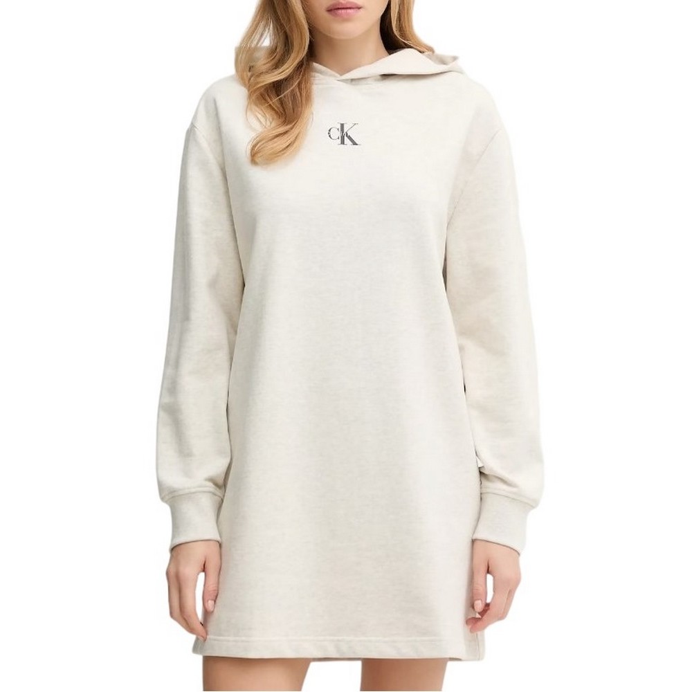 CALVIN KLEIN JEANSLS MONOLOGO PREMIUM TERRY HOODIE ΦΟΡΕΜΑ ΦΟΥΤΕΡ ΓΥΝΑΙΚΕΙΟ ECRU
