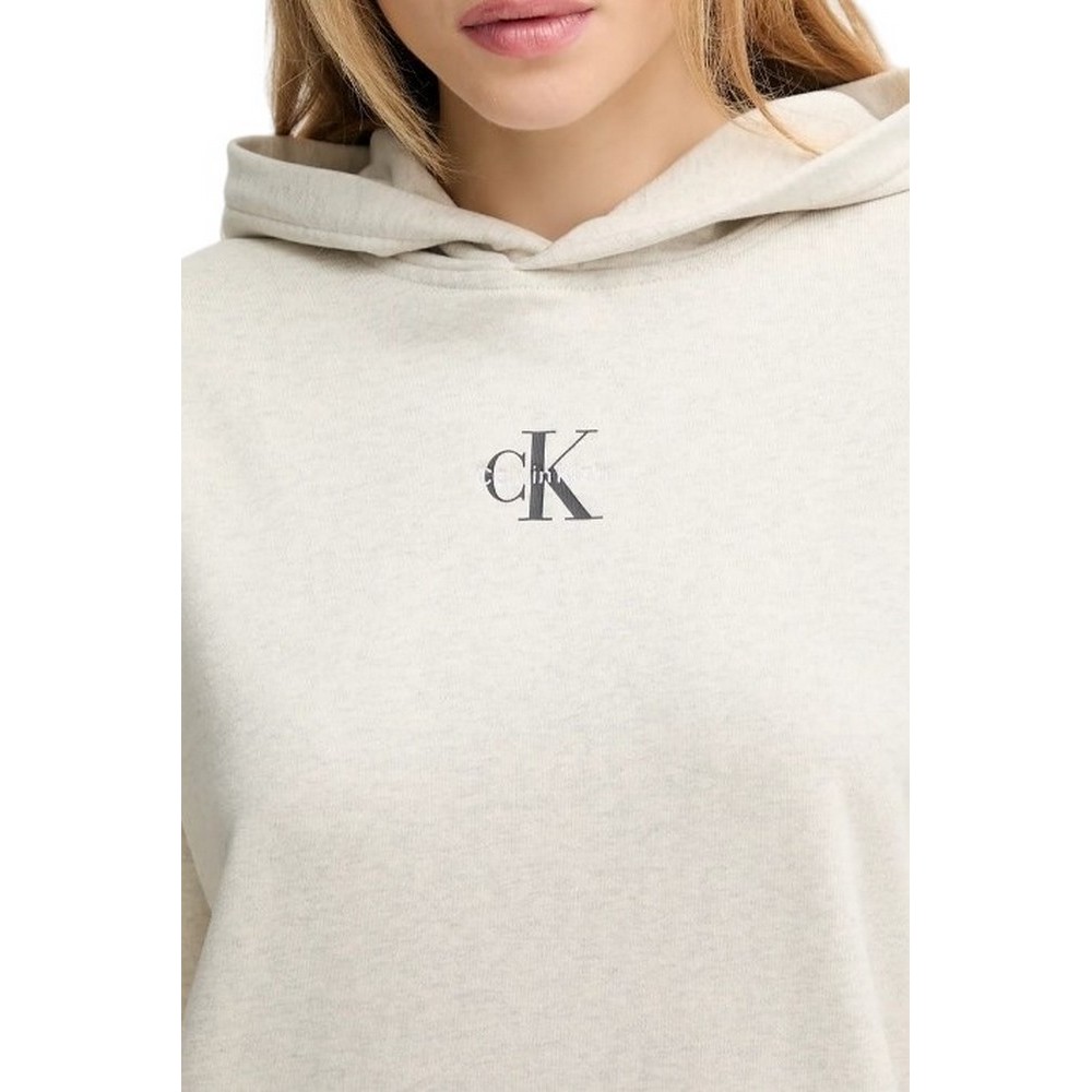 CALVIN KLEIN JEANSLS MONOLOGO PREMIUM TERRY HOODIE ΦΟΡΕΜΑ ΦΟΥΤΕΡ ΓΥΝΑΙΚΕΙΟ ECRU