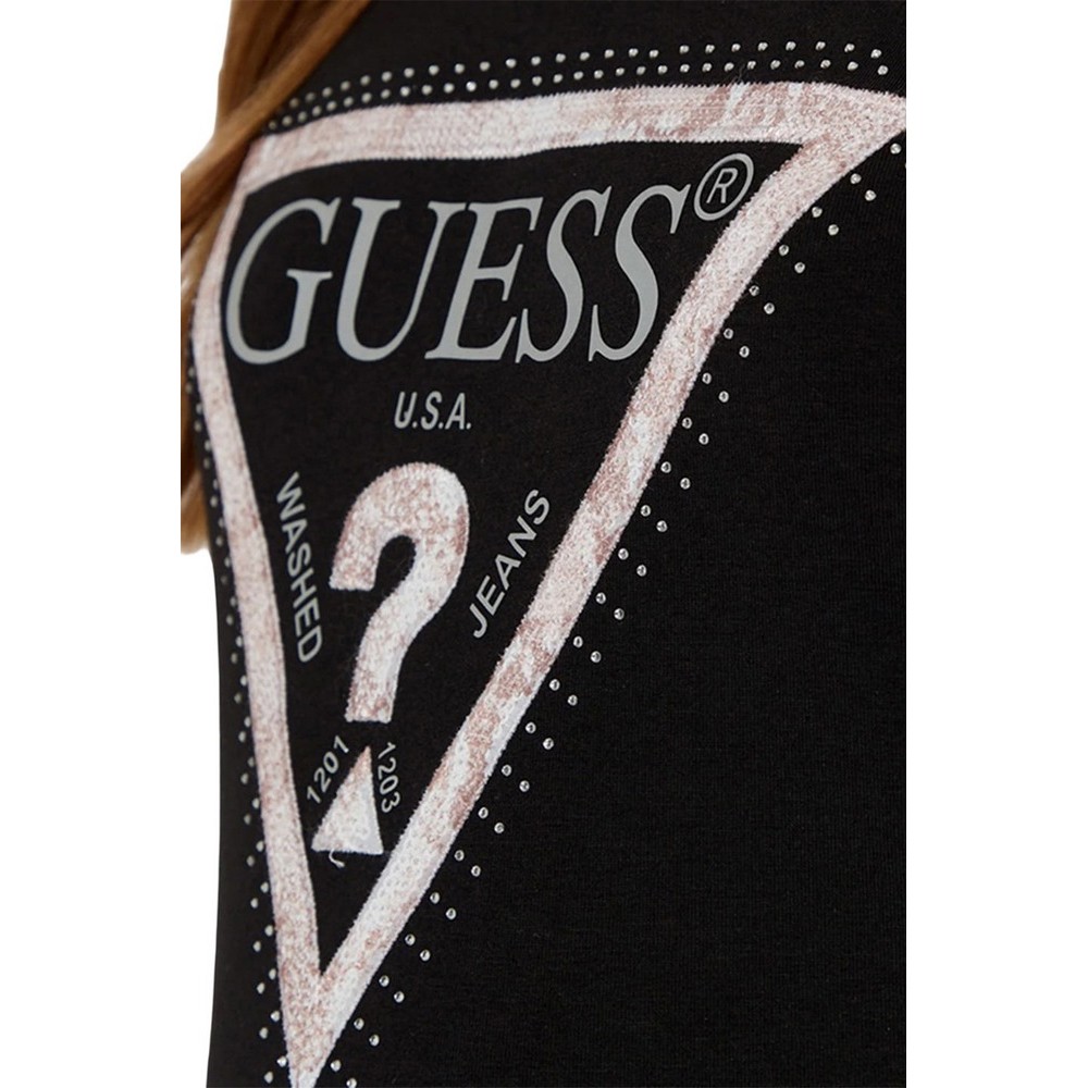 GUESS SS VN PYTHON TRIANGLE TEE T-SHIRT ΜΠΛΟΥΖΑ ΓΥΝΑΙΚΕΙΑ BLACK