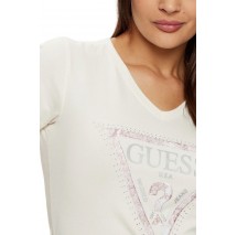 GUESS SS VN PYTHON TRIANGLE TEE T-SHIRT ΜΠΛΟΥΖΑ ΓΥΝΑΙΚΕΙΑ OFF WHITE