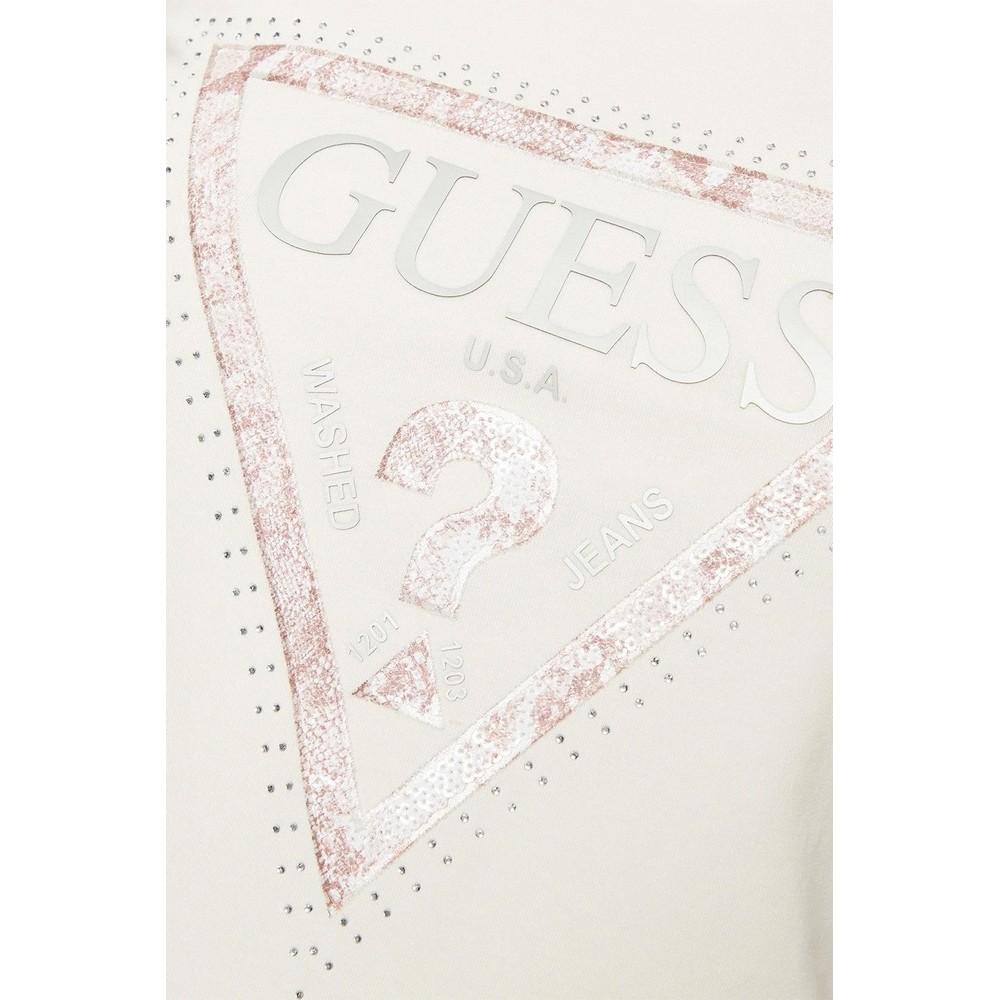 GUESS SS VN PYTHON TRIANGLE TEE T-SHIRT ΜΠΛΟΥΖΑ ΓΥΝΑΙΚΕΙΑ OFF WHITE