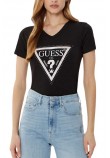 GUESS SS VN PYTHON TRIANGLE TEE T-SHIRT ΜΠΛΟΥΖΑ ΓΥΝΑΙΚΕΙΑ BLACK