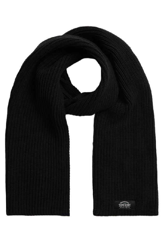 SUPERDRY D3 SDRY CLASSIC KNITTED SCARF UNISEX ΚΑΣΚΟΛ ΓΥΝΑΙΚΕΙΟ BLACK