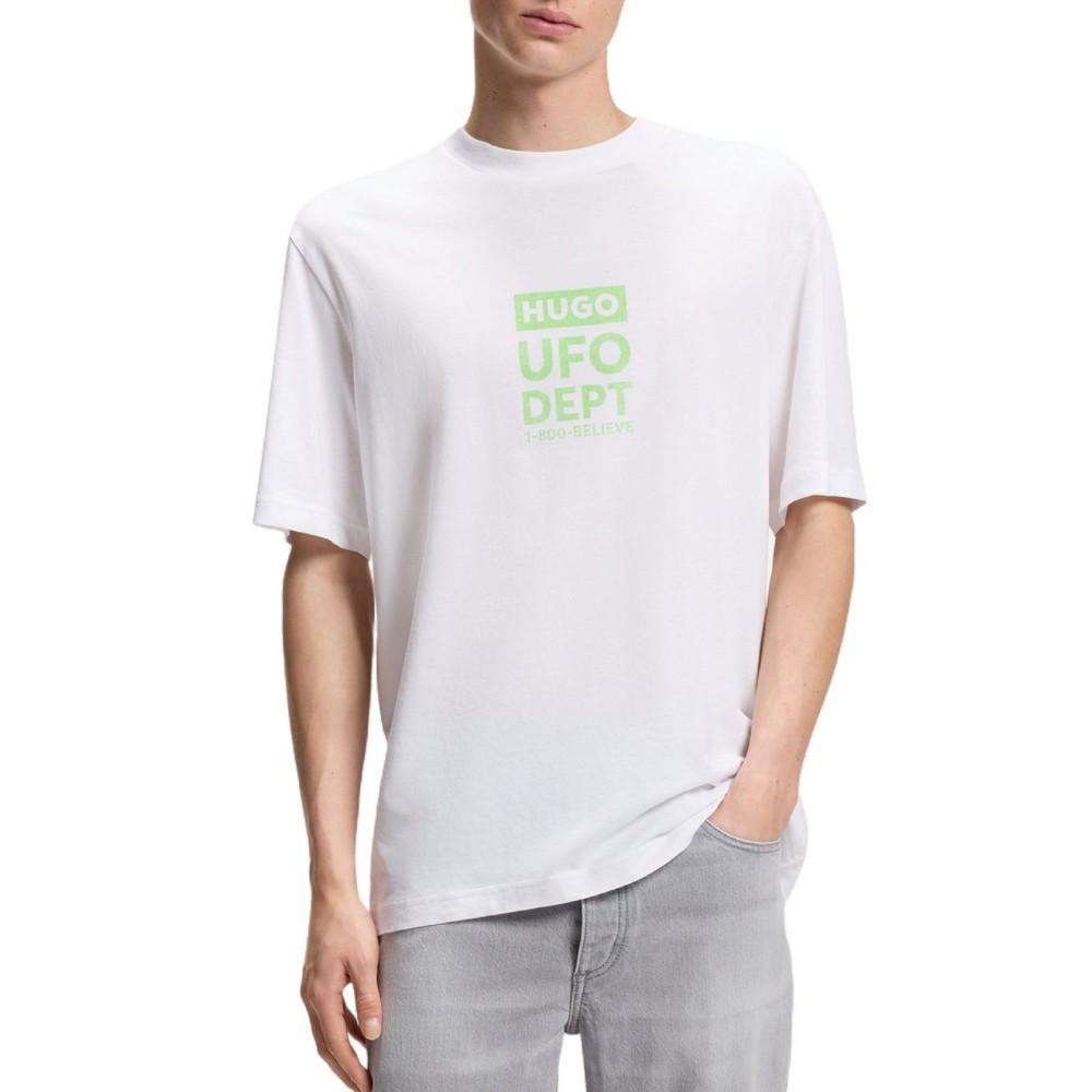 HUGO BOSS JERSEY NUFOTEE T-SHIRT ΜΠΛΟΥΖΑ ΑΝΔΡΙΚΗ WHITE