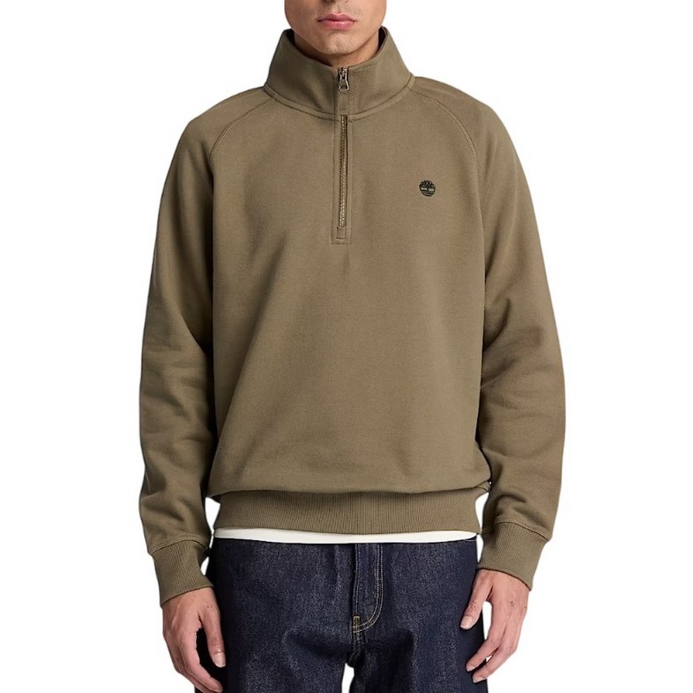 TIMBERLAND TREE EMBROIDERED LOGO 1/4 ZIP LB SWEATSHIRT ΜΠΛΟΥΖΑ ΦΟΥΤΕΡ ΑΝΔΡΙΚΗ OLIVE