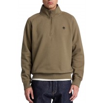 TIMBERLAND TREE EMBROIDERED LOGO 1/4 ZIP LB SWEATSHIRT ΜΠΛΟΥΖΑ ΦΟΥΤΕΡ ΑΝΔΡΙΚΗ OLIVE