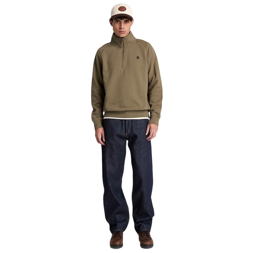 TIMBERLAND TREE EMBROIDERED LOGO 1/4 ZIP LB SWEATSHIRT ΜΠΛΟΥΖΑ ΦΟΥΤΕΡ ΑΝΔΡΙΚΗ OLIVE