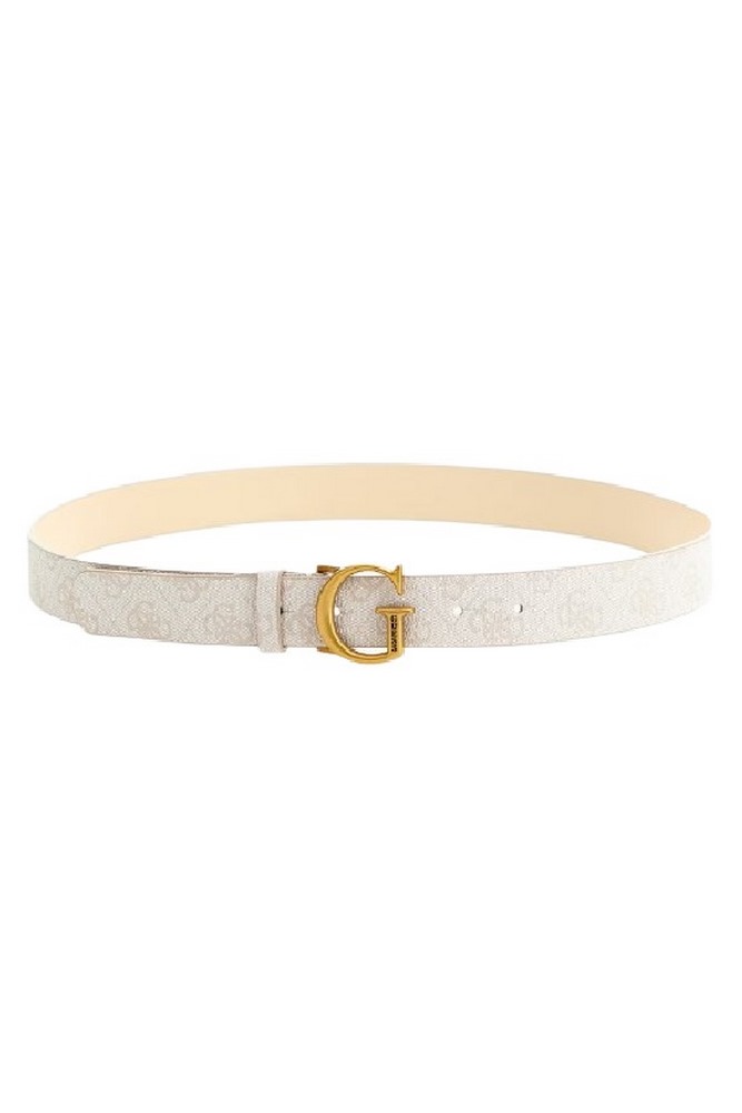 GUESS GINEVRA LOGO ADJUSTABLE BELT ΖΩΝΗ ΓΥΝΑΙΚΕΙΑ ECRU