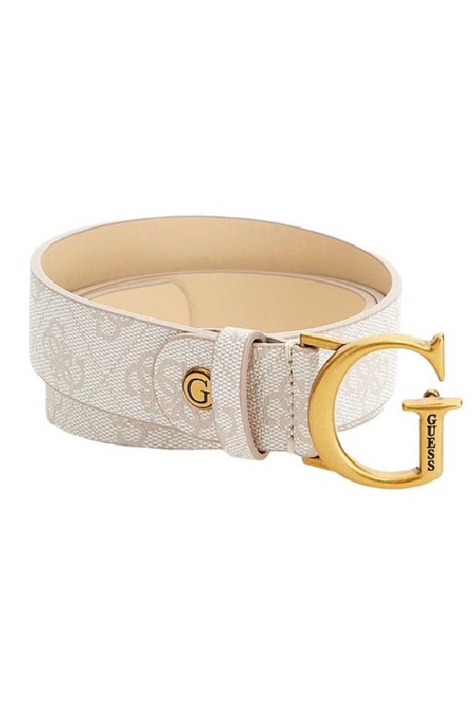 GUESS GINEVRA LOGO ADJUSTABLE BELT ΖΩΝΗ ΓΥΝΑΙΚΕΙΑ ECRU