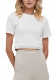 CALVIN KLEIN JEANS WAIST LOGO ELASTIC SHORT SLEEVE ΤΟΠ ΓΥΝΑΙΚΕΙΟ ECRU