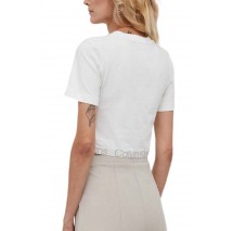 CALVIN KLEIN JEANS WAIST LOGO ELASTIC SHORT SLEEVE ΤΟΠ ΓΥΝΑΙΚΕΙΟ ECRU