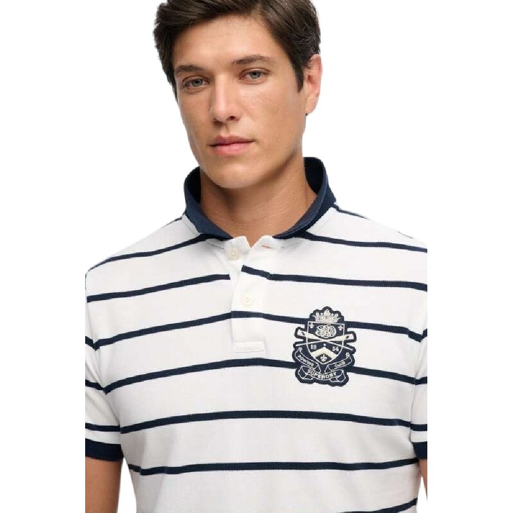 SUPERDRY D2 CREST STRIPE POLO T-SHIRT ΜΠΛΟΥΖΑ ΑΝΔΡΙΚΗ NAVY/WHITE