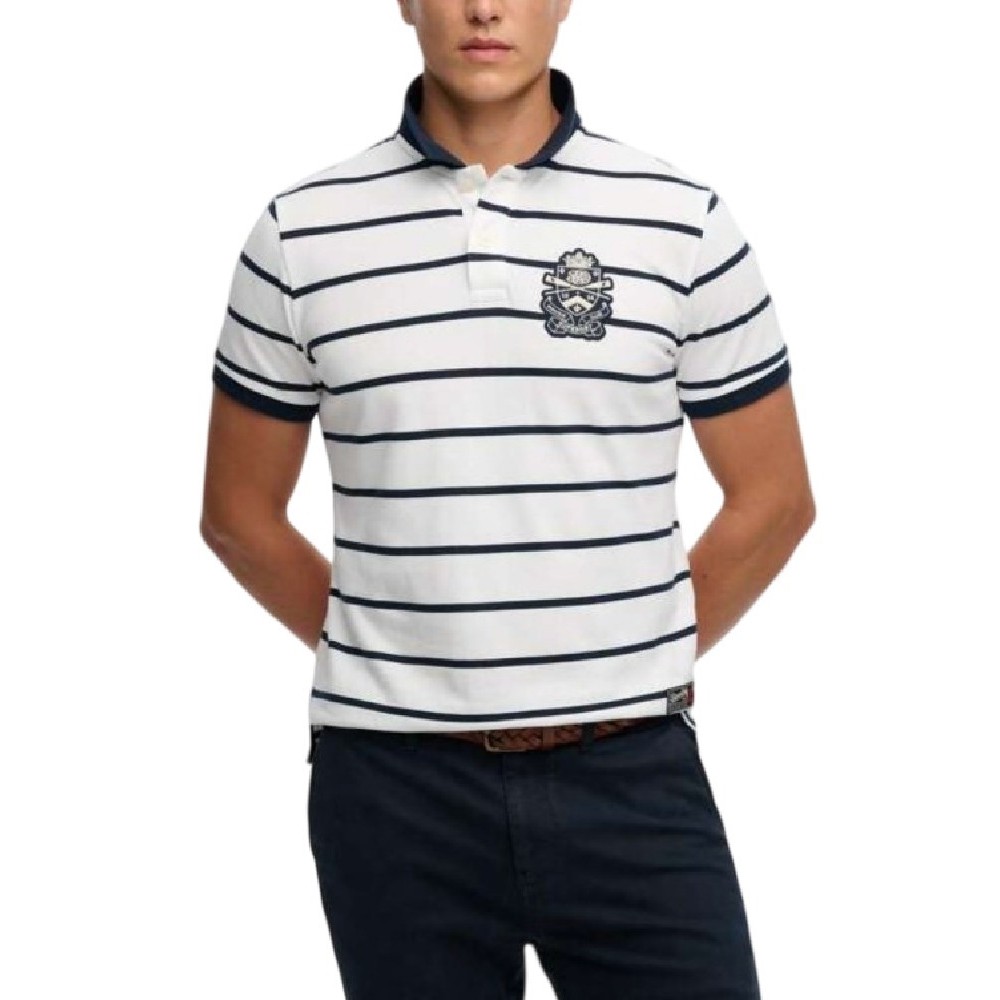 SUPERDRY D2 CREST STRIPE POLO T-SHIRT ΜΠΛΟΥΖΑ ΑΝΔΡΙΚΗ NAVY/WHITE