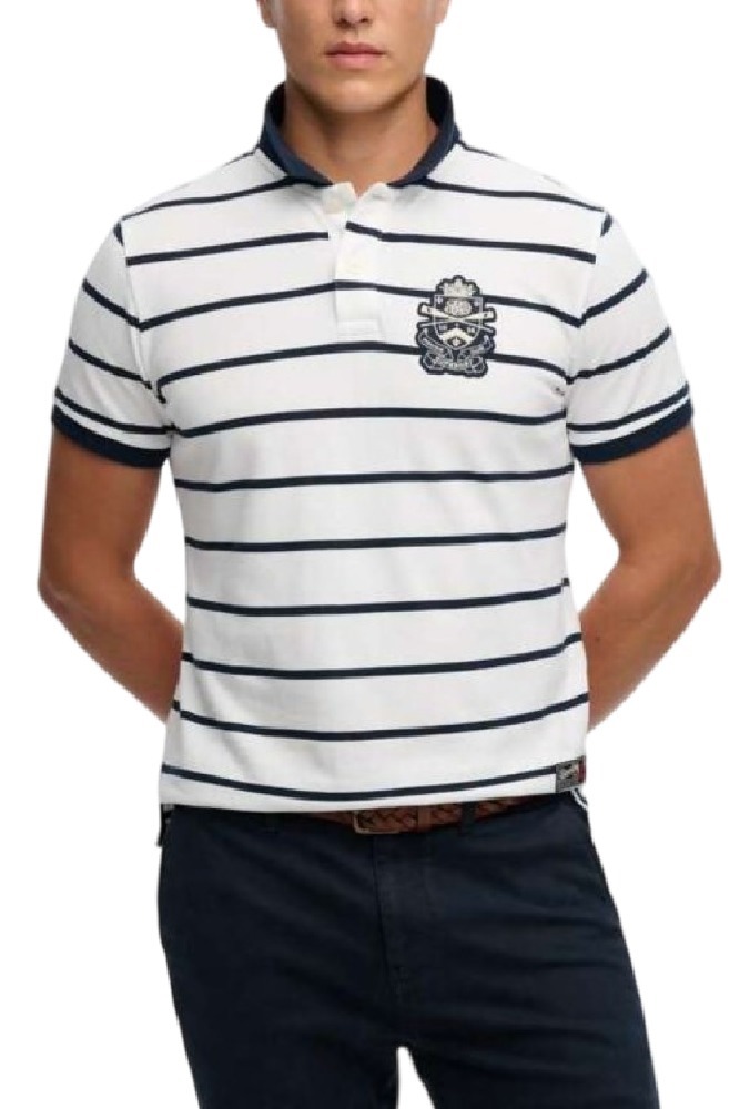 SUPERDRY D2 CREST STRIPE POLO T-SHIRT ΜΠΛΟΥΖΑ ΑΝΔΡΙΚΗ NAVY/WHITE