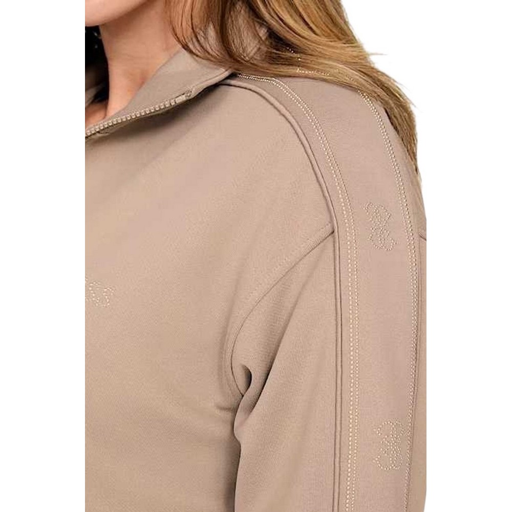 GUESS OCTAVIA HIGH NECK FULL-ZIP ΖΑΚΕΤΑ ΦΟΥΤΕΡ ΓΥΝΑΙΚΕΙΑ BEIGE