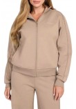 GUESS OCTAVIA HIGH NECK FULL-ZIP ΖΑΚΕΤΑ ΦΟΥΤΕΡ ΓΥΝΑΙΚΕΙΑ BEIGE