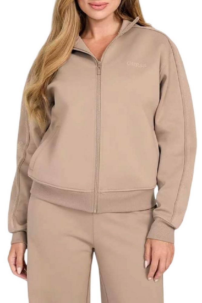 GUESS OCTAVIA HIGH NECK FULL-ZIP ΖΑΚΕΤΑ ΦΟΥΤΕΡ ΓΥΝΑΙΚΕΙΑ BEIGE