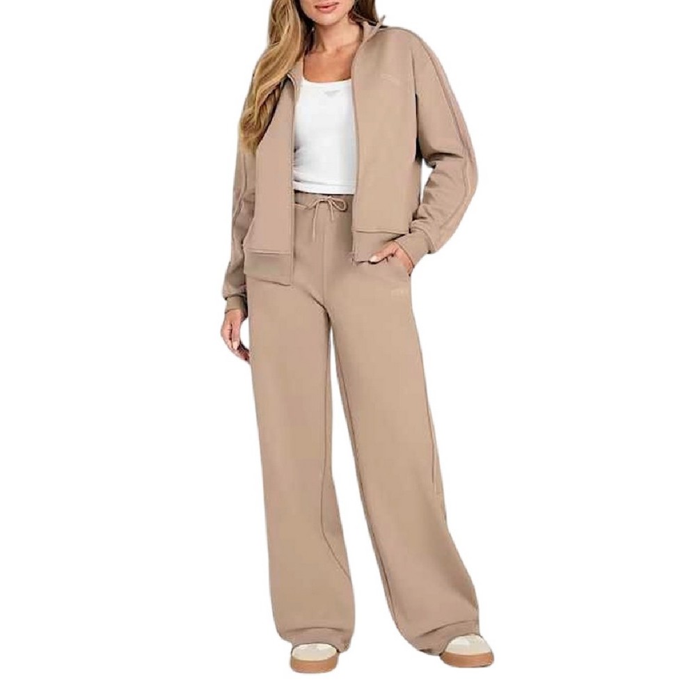 GUESS OCTAVIA HIGH NECK FULL-ZIP ΖΑΚΕΤΑ ΦΟΥΤΕΡ ΓΥΝΑΙΚΕΙΑ BEIGE