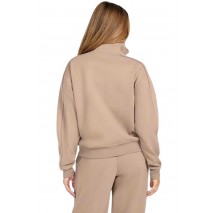 GUESS OCTAVIA HIGH NECK FULL-ZIP ΖΑΚΕΤΑ ΦΟΥΤΕΡ ΓΥΝΑΙΚΕΙΑ BEIGE