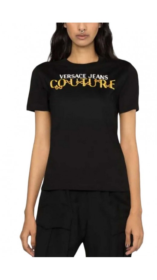 VERSACE JEANS COUTURE  R LOGO CHAIN T-SHIRT ΓΥΝΑΙΚΕΙΟ BLACK