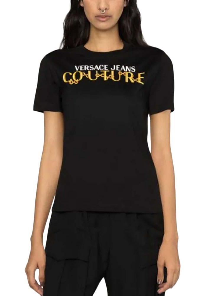 VERSACE JEANS COUTURE  R LOGO CHAIN T-SHIRT ΓΥΝΑΙΚΕΙΟ BLACK