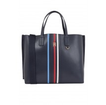 TOMMY HILFIGER ICONIC TOMMY SATCHEL CORP ΤΣΑΝΤΑ ΓΥΝΑΙΚΕΙΑ NAVY