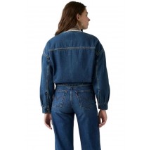 LEVIS COLLARLESS CROP SHERPA TRUCKER WORN IN ΜΠΟΥΦΑΝ ΤΖΙΝ ΓΥΝΑΙΚΕΙΟ MED INDIGO