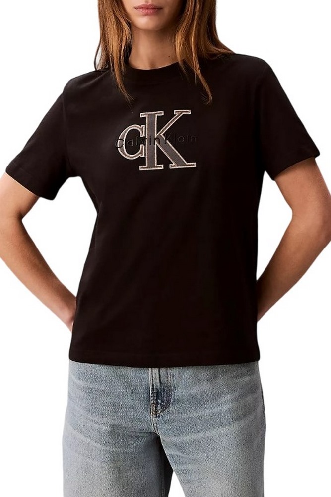 CALVIN KLEIN JEANS HERO CLASSIC MONOLOGO NEW TEC T-SHIRT ΜΠΛΟΥΖΑ ΓΥΝΑΙΚΕΙΑ BLACK