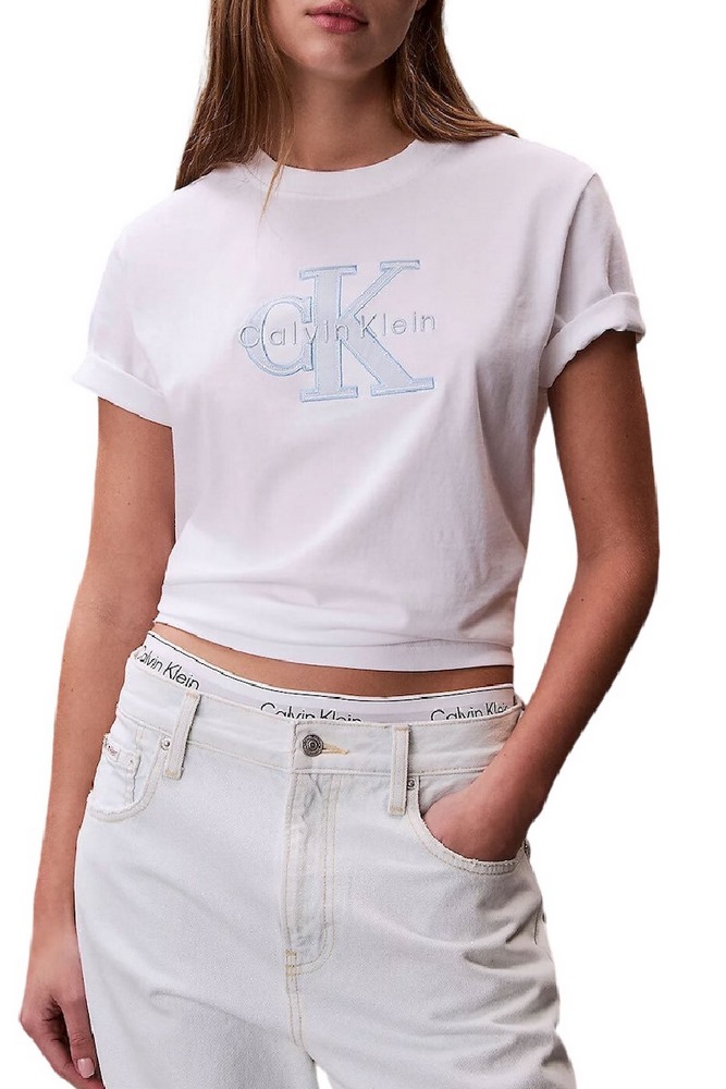 CALVIN KLEIN JEANS HERO CLASSIC MONOLOGO NEW TEC T-SHIRT ΜΠΛΟΥΖΑ ΓΥΝΑΙΚΕΙΑ BRIGHT WHITE