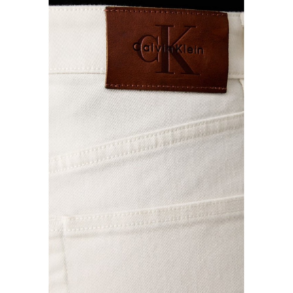 CALVIN KLEIN JEANS COTTON CROPPED BARREL LEG PANTS ΠΑΝΤΕΛΟΝΙ ΓΥΝΑΙΚΕΙΟ OFF WHITE