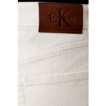 CALVIN KLEIN JEANS COTTON CROPPED BARREL LEG PANTS ΠΑΝΤΕΛΟΝΙ ΓΥΝΑΙΚΕΙΟ OFF WHITE
