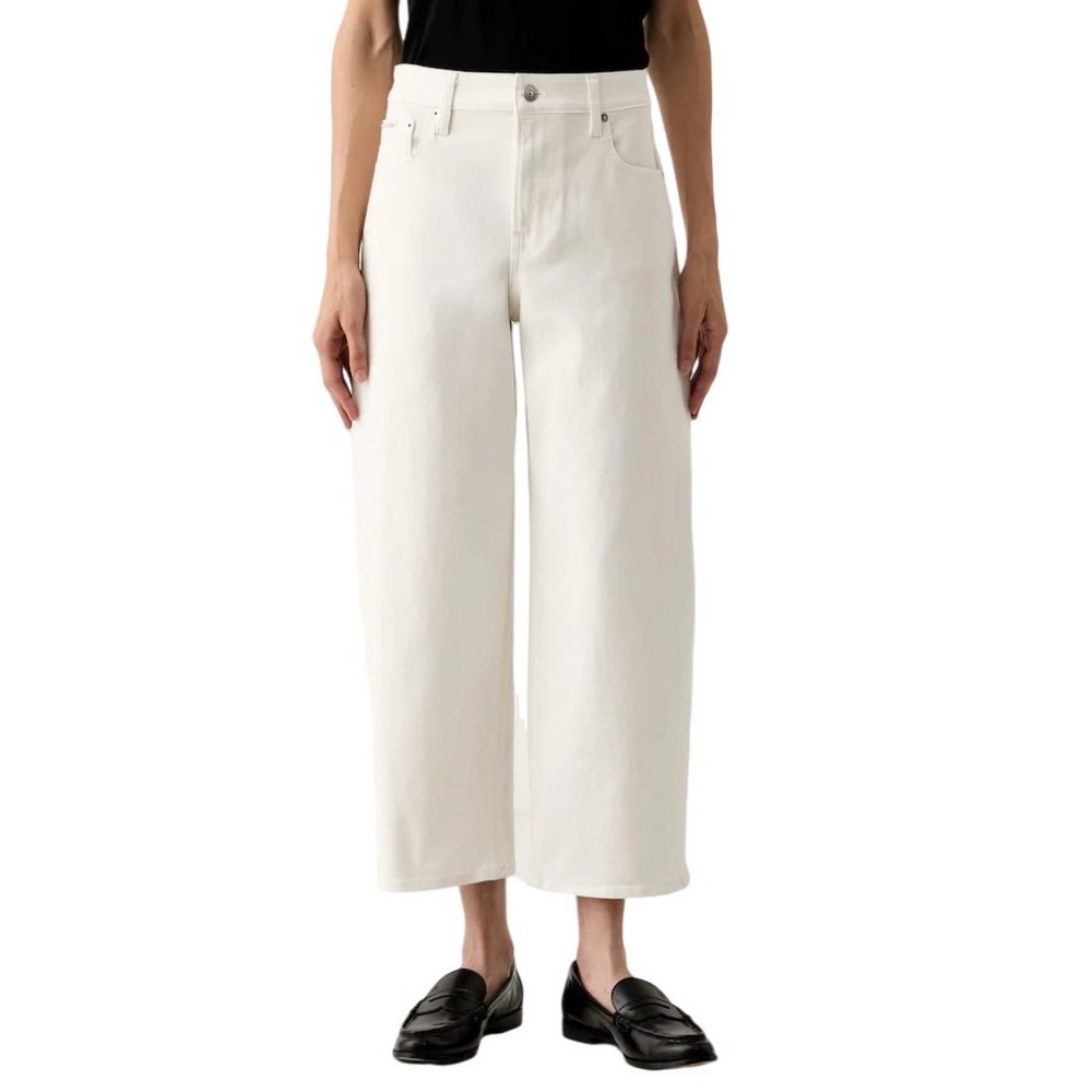 CALVIN KLEIN JEANS COTTON CROPPED BARREL LEG PANTS ΠΑΝΤΕΛΟΝΙ ΓΥΝΑΙΚΕΙΟ OFF WHITE