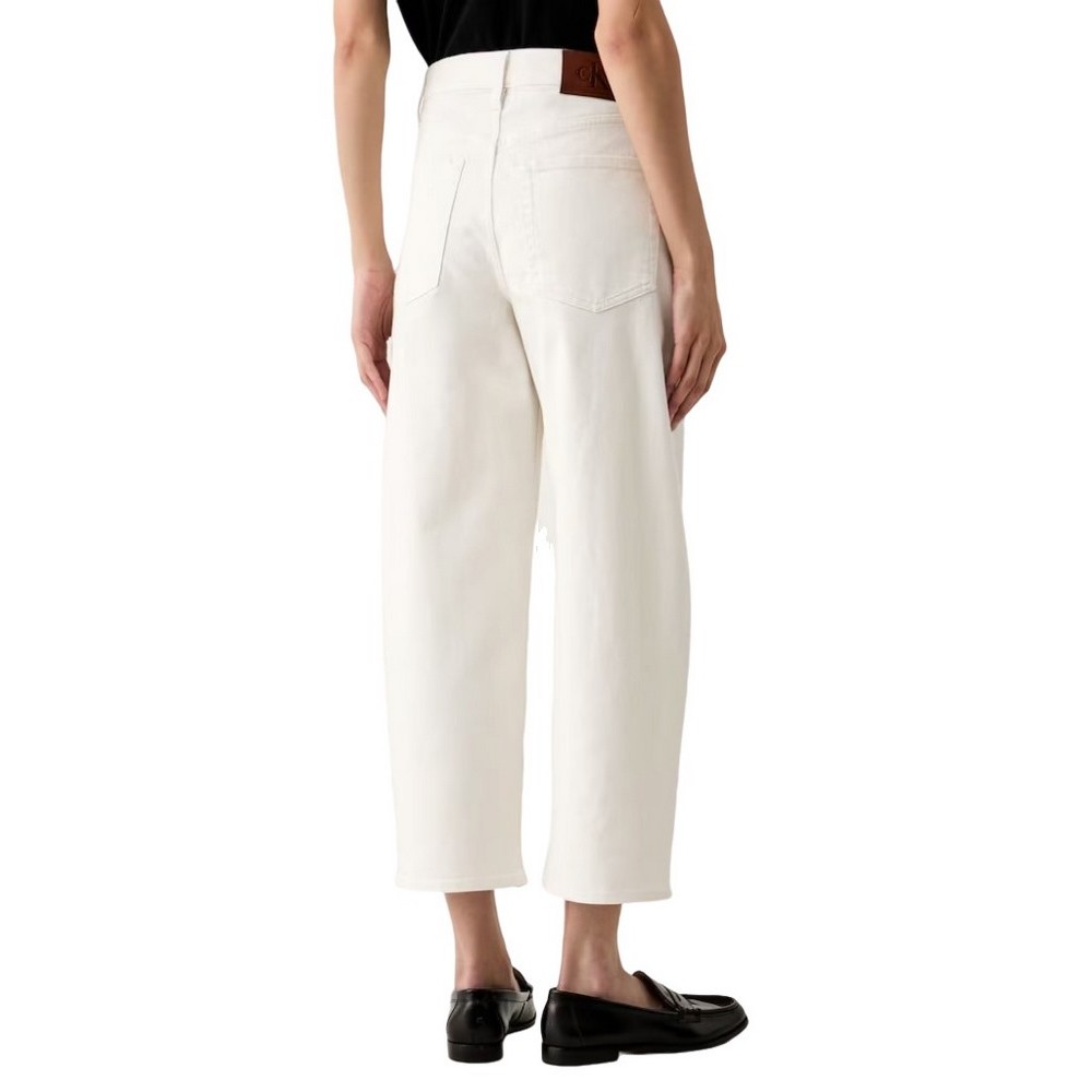 CALVIN KLEIN JEANS COTTON CROPPED BARREL LEG PANTS ΠΑΝΤΕΛΟΝΙ ΓΥΝΑΙΚΕΙΟ OFF WHITE