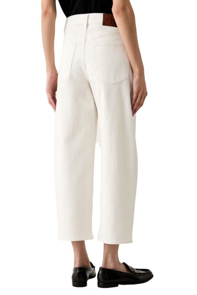 CALVIN KLEIN JEANS COTTON CROPPED BARREL LEG PANTS ΠΑΝΤΕΛΟΝΙ ΓΥΝΑΙΚΕΙΟ OFF WHITE