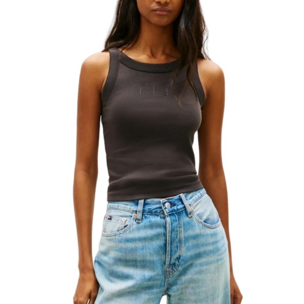 TOMMY JEANS SLIM SH TONAL FLAG TANK ΤΟΠ ΓΥΝΑΙΚΕΙΟ BLACK