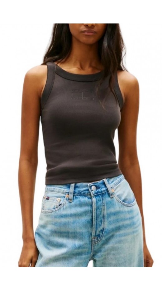 TOMMY JEANS SLIM SH TONAL FLAG TANK ΤΟΠ ΓΥΝΑΙΚΕΙΟ BLACK