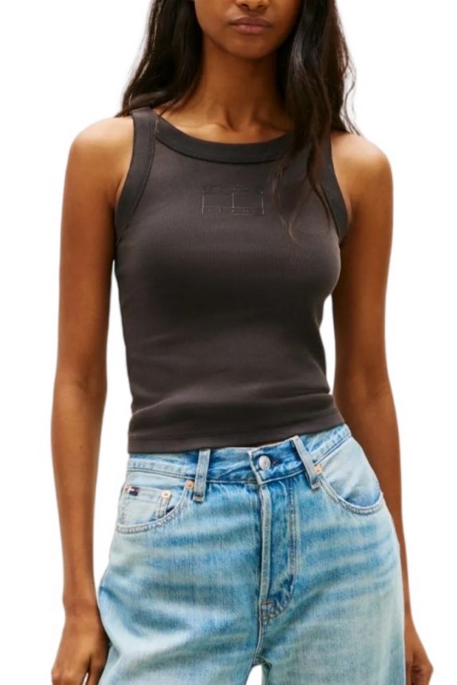 TOMMY JEANS SLIM SH TONAL FLAG TANK ΤΟΠ ΓΥΝΑΙΚΕΙΟ BLACK