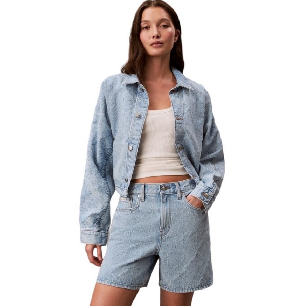 CALVIN KLEIN JEANS 90S 6 IN SHORT NEEDLEPUNCH CK TR ΤΖΙΝ ΒΕΡΜΟΥΔΑ ΓΥΝΑΙΚΕΙΑ LIGHT DENIM