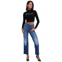 GUESS LS GUESS RHINESTONE LOGO SWTR ΜΠΛΟΥΖΑ ΠΛΕΚΤΟ ΓΥΝΑΙΚΕΙΑ BLACK