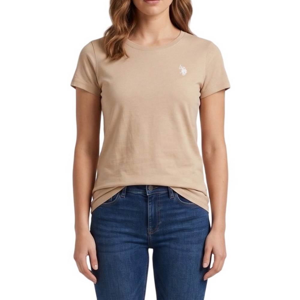U.S.POLO ASSN LUCY 000270 CH3D SS T-SHIRT ΜΠΛΟΥΖΑ ΓΥΝΑΙΚΕΙΑ BEIGE