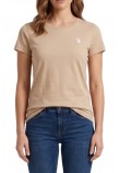 U.S.POLO ASSN LUCY 000270 CH3D SS T-SHIRT ΜΠΛΟΥΖΑ ΓΥΝΑΙΚΕΙΑ BEIGE