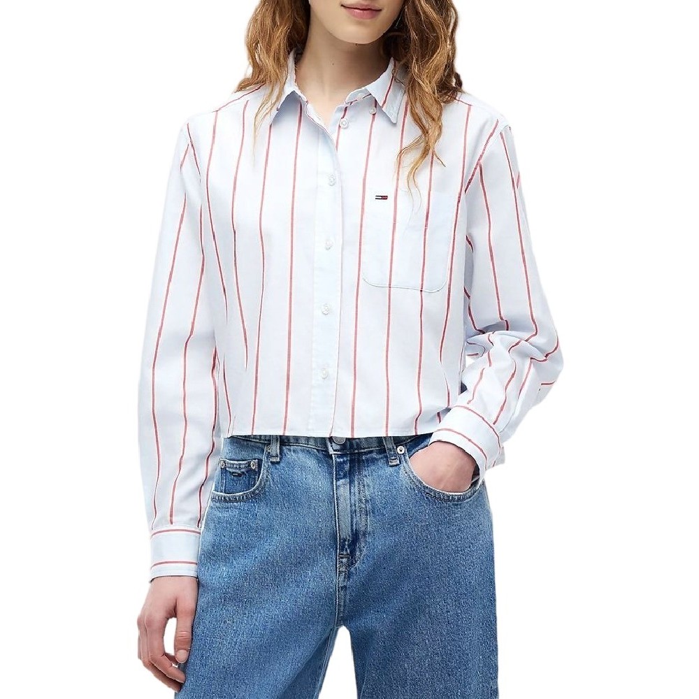 TOMMY JEANS RLX CROP SHIRT ΠΟΥΚΑΜΙΣΟ ΓΥΝΑΙΚΕΙΟ CIEL