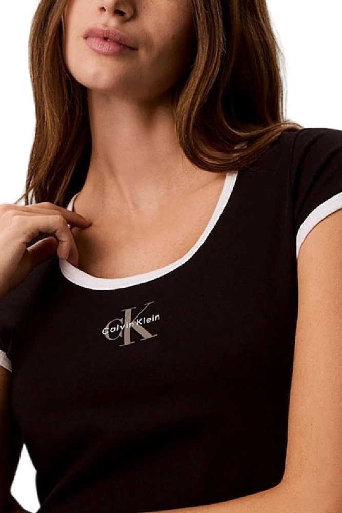 CALVIN KLEIN JEANS MONOLOGO SCOOP NK BABY T-SHIRT ΜΠΛΟΥΖΑ ΓΥΝΑΙΚΕΙΑ BLACK