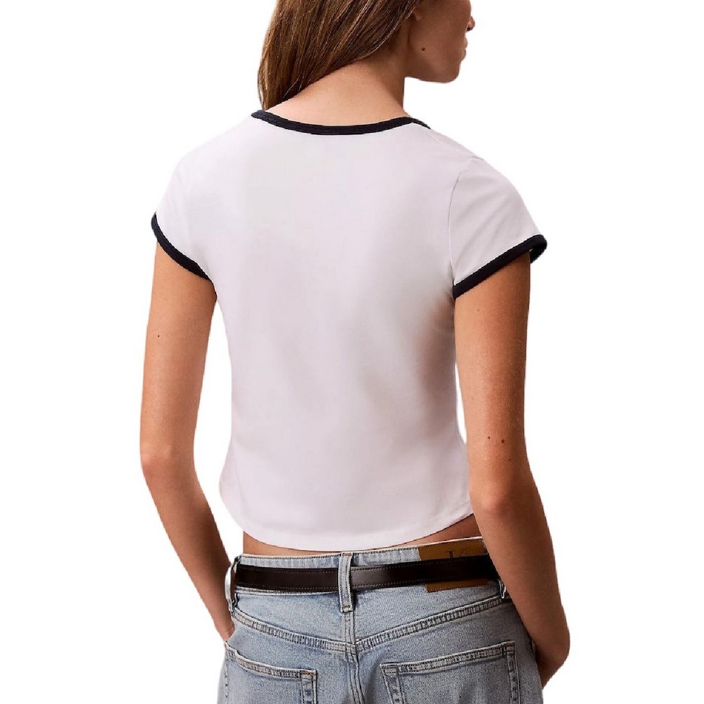 CALVIN KLEIN JEANS MONOLOGO SCOOP NK BABY T-SHIRT ΜΠΛΟΥΖΑ ΓΥΝΑΙΚΕΙΑ OFF WHITE